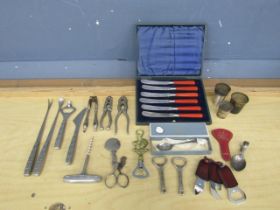 Boxed cutlery, bottle openers and nut crackers etc