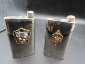 2 hip flasks with Alms decoration