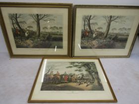 3 French Hare hunting coloured plates 60x50cm  approx' La chasse au Lievre'