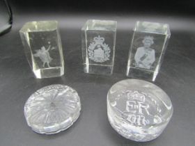 5 glass paperweights