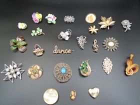 A collection of 25 brooches