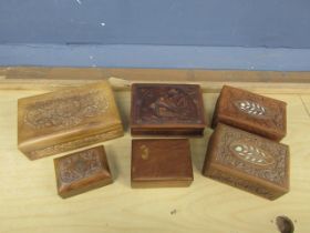 Carved wooden boxes