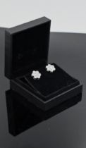Pair of 2.15ct diamond daisy earring set in 18k white gold