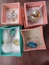 3 silver dress rings and 2 necklaces