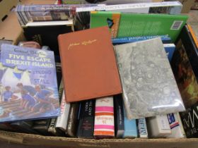 A box of various books inc first edition copy The Sea Change, Shakespeare's works, London atlas
