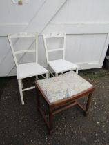 Pair of chairs and upholstered stool