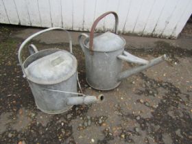 2 Galvanised watering cans