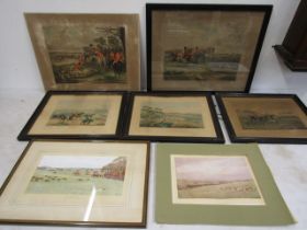 Cecil Alkin print and a Quantity of sporting prints and plates and a photo of horse and hounds