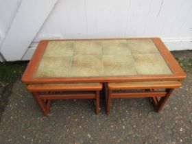 Mid century tile topped nest of tables