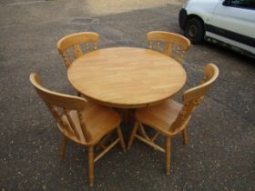 Pine kitchen table and 4 chairs