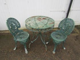 metal garden table and 2 chairs