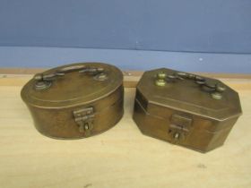 2 Brass Indian spice boxes