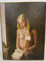 Neil Ward-Robinson oil on canvas of a nude 48x63cm framed and signed on verso