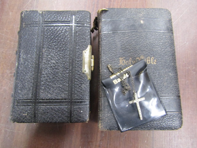 2 pocket bibles- Prince James bible and common prayer the latter with brass clasp and crucifix,
