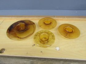 4 Amber glass posy bowls