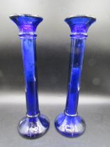 Bristol blue glass candlesticks