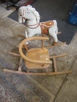Vintage rocking horse and rocking chair