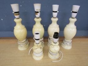 6 Onyx table lamps (no plugs)