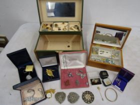 2 jewellery boxes of costume jewellery inc silver