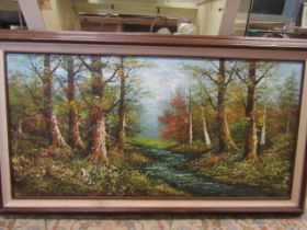 Large Oil on canvas of a tree scene 138x84cm