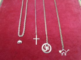 9ct gold necklace with scorpio pendant (7gms) and gold plated necklaces