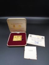 22ct Gold Universal Postal Union 1874 - 1974 Commemorative Stamp Replica Issue of a £1 Postal