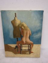 Neil Ward-Robinson PHD oil on canvas 'Small Nude' 18x23cm unframed signed on verso