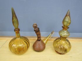 Amber glass decanters