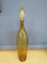 Large amber glass bottle with stopper H65cm approx