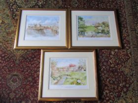 3 Limited edition numbered prints of manor houses, framed and glazed 58cm x 66cm approx