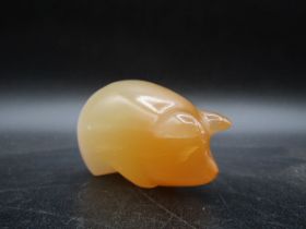 Selenite pig (Anciently waxes and wanes with the moon urals) in box (8 cm long)