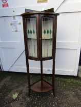 Edwardian corner display cabinet with leaded glass doors