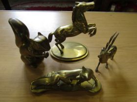 Brass animals- horse, fox, deer and squirrel