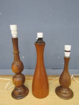 3 Wooden table lamps (plugs removed)