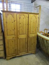 3 Door pine wardrobe made by Ducal H193cm W145cm D60cm approx