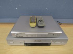 Panasonic VHS player (no power lead) and Bush DVD player with remotes from a house clearance