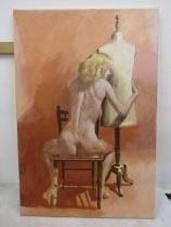 Neil Ward-Robinson oil on canvas of a nude sitting on a chair 61x92cm