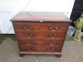 Mahogany 4 drawer Batchelors chest with brass handles H85cm W88cm D48cm approx