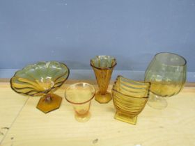 Amber glass vases etc