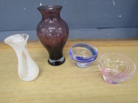 Glass vases and dishes to include Caithness