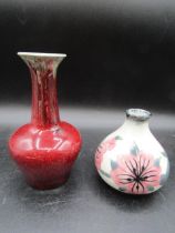 Moorcroft Corbridge pottery flambé spill vase and squat spill vase