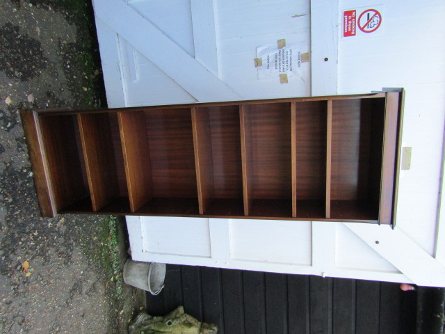 Narrow mahogany veneered bookcase H183cm W60cm D30cm approx