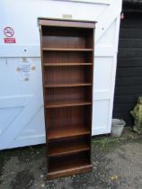 Narrow mahogany veneered bookcase H183cm W60cm D30cm approx