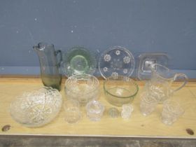Glass bowls and jugs etc