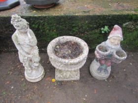 2 Concrete garden statues and urn