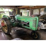 John Deere model B petrol tractor serial number 94926, stated to start and run well.