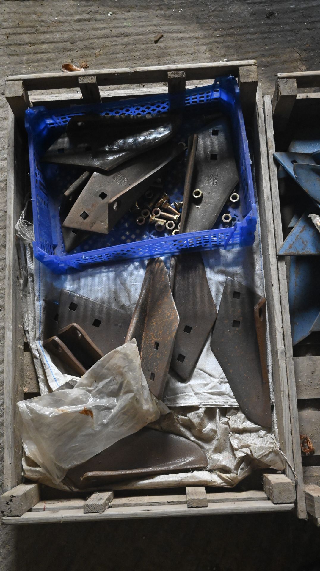 Tray of plough parts