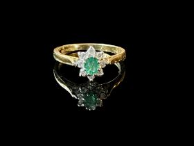 18ct gold emerald and diamond ring