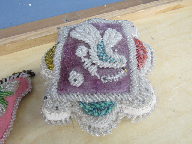 3 Victorian beaded pin cushions - Image 3 of 5