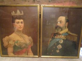 King Edward VII and Queen Alexandra photo prints, framed and glazed 55x70cm